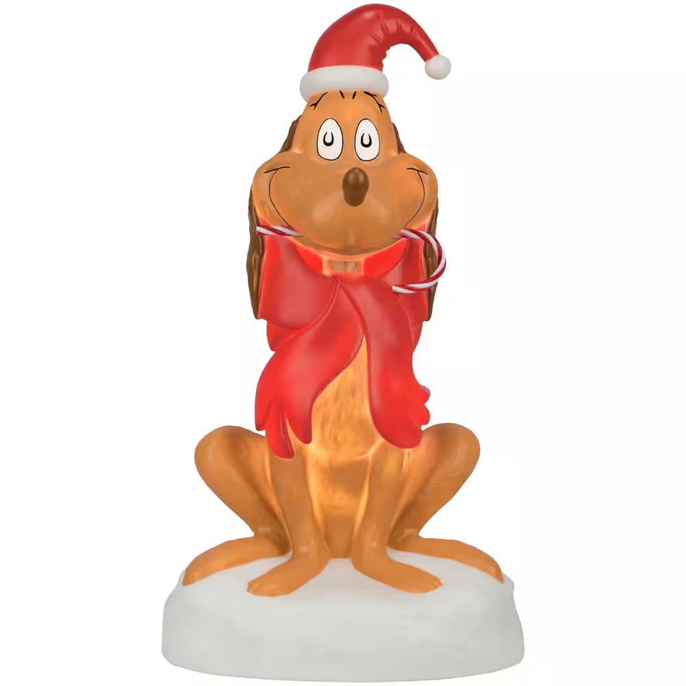 Max in Santa Hat 20.4in Dog Blow Mold Grinch Stole Christmas Outdoor Yard Light